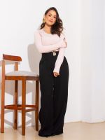 Calça Feminina Alfaiataria Pantalona com Fivela Alicia