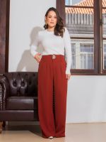Calça Feminina Alfaiataria Pantalona com Fivela Alicia