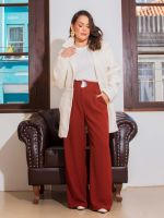 Calça Feminina Alfaiataria Pantalona com Fivela Alicia