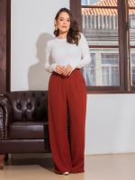 Calça Feminina Alfaiataria Pantalona com Fivela Alicia