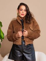 Jaqueta Feminina Puffer Veludo Cotêle Peluciada Beatrice