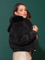 Jaqueta Feminina Puffer Veludo Cotêle Peluciada Beatrice