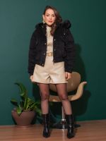 Jaqueta Feminina Puffer Veludo Cotêle Peluciada Beatrice