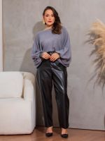 Calça Feminina Couro Eco Reta Samara