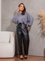 Calça Feminina Couro Eco Reta Samara