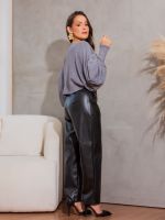 Calça Feminina Couro Eco Reta Samara