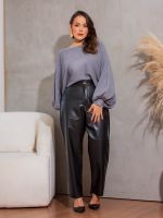 Calça Feminina Couro Eco Reta Samara