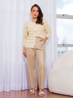 Calça Feminina Couro Eco Reta Samara