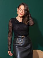 Blusa Feminina de Renda Manga Longa Taís