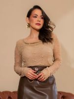 Blusa Feminina de Renda Manga Longa Taís