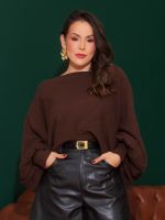 Blusa Feminina Tricô Canelado Manga Longa Ana