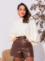 Blusa Feminina Tricô Canelado Manga Longa Ana