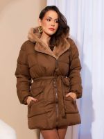 Jaqueta Feminina Puffer Alongado Peluciada Mariana