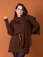 Conjunto Feminino Vestido em Tricô com Lenço Angelina
