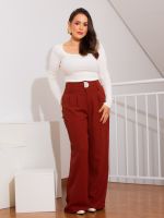 Body Feminino Canelado Manga Longa Decote Quadrado Anne