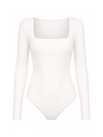 Body Feminino Canelado Manga Longa Decote Quadrado Anne