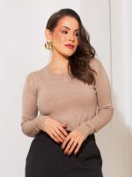 Blusa Feminina Tricô Modal Básica Manga Longa Bia