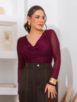 Body Feminino Tule Drapeado Brenda