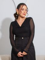 Body Feminino Tule Drapeado Brenda