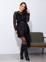 Vestido Slip Dress em Cetim com Renda Dafne