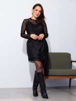 Vestido Slip Dress em Cetim com Renda Dafne