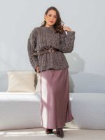 Saia Feminina Midi de Cetim Fiorella