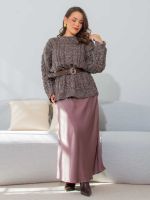 Saia Feminina Midi de Cetim Fiorella