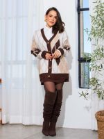 Cardigan Feminino Tricô Argyle com Botões Marcella