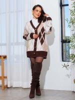 Cardigan Feminino Tricô Argyle com Botões Marcella