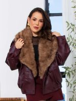 Jaqueta Feminina Oversized em Couro Eco Greta