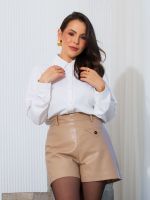Shorts Feminino Couro Eco Donatella