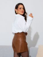 Shorts Feminino Couro Eco Donatella