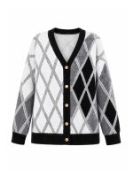 Cardigan Feminino Tricô Argyle com Botões Marcella