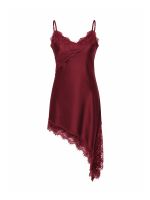 Vestido Slip Dress em Cetim com Renda Dafne
