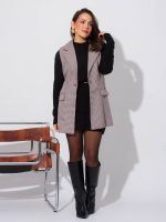 Colete Feminino Alfaiataria Alongado Pied de Poule Naty