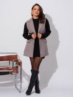Colete Feminino Alfaiataria Alongado Pied de Poule Naty