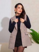Colete Feminino Alfaiataria Alongado Pied de Poule Naty
