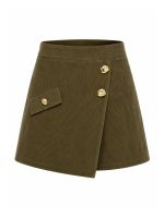 Shorts Feminino Transpassado em Veludo Cotelê Janaína
