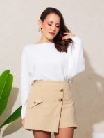 Shorts Feminino Transpassado em Veludo Cotelê Janaína