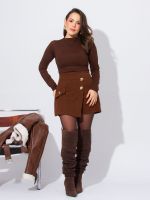 Shorts Feminino Transpassado em Veludo Cotelê Janaína