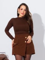 Shorts Feminino Transpassado em Veludo Cotelê Janaína