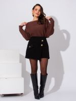Shorts Feminino Transpassado em Veludo Cotelê Janaína