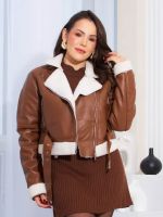 Jaqueta Feminina Aviador em Couro Eco com Teddy Mirella