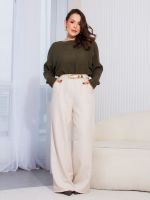 Calça Feminina Alfaiataria Pantalona Cintura Alta Brenda