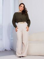 Calça Feminina Alfaiataria Pantalona Cintura Alta Brenda