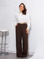 Calça Feminina Alfaiataria Pantalona Cintura Alta Brenda