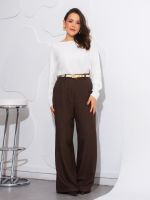 Calça Feminina Alfaiataria Pantalona Cintura Alta Brenda