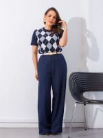 Calça Feminina Alfaiataria Pantalona Cintura Alta Brenda