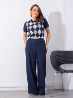 Calça Feminina Alfaiataria Pantalona Cintura Alta Brenda