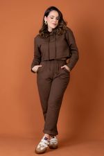 Conjunto Feminino Moletom Cropped com Capuz Olívia